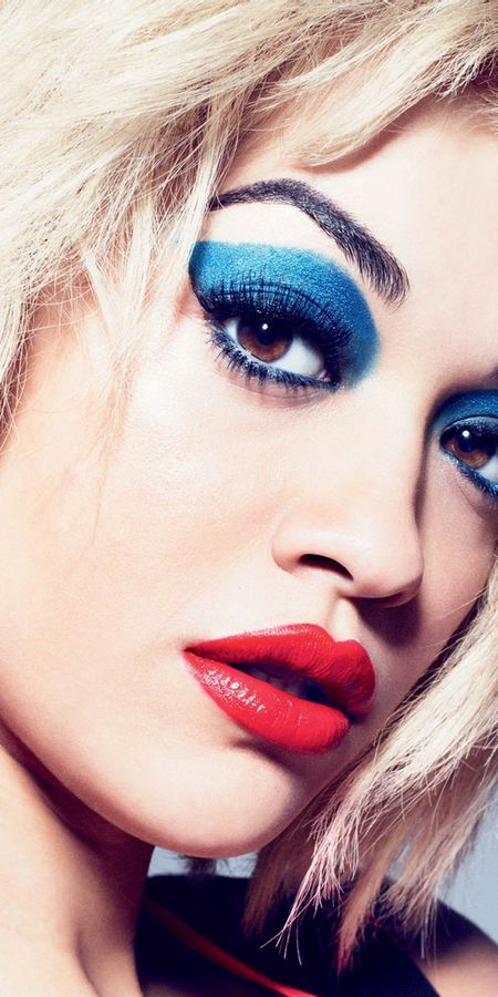 Phone wallpaper: Music, Singer, Blonde, English, Face, Makeup, Brown Eyes, Short Hair, Lipstick, Rita Ora free download