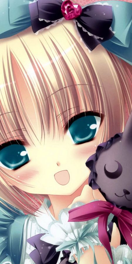 Phone wallpaper: Anime, Blonde, Doll, Cute, Blue Eyes, Original, Short Hair free download