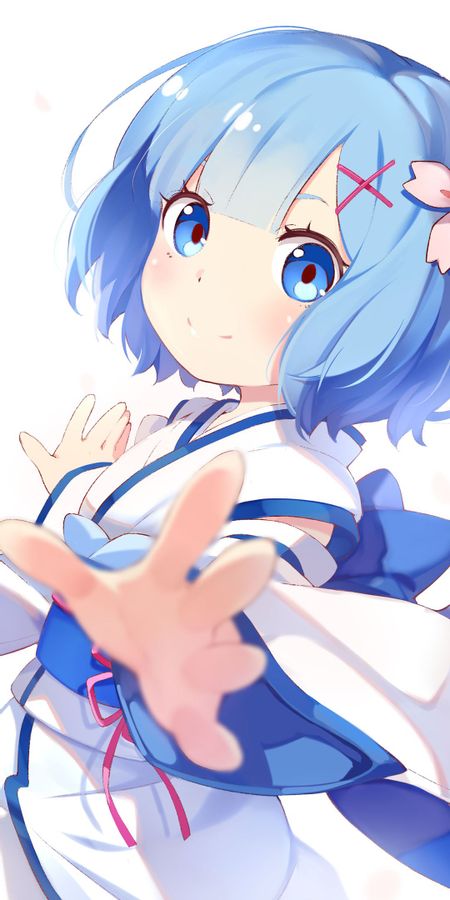 Phone wallpaper: Anime, Blue Eyes, Blue Hair, Short Hair, Re:zero Starting Life In Another World, Rem (Re:zero) free download