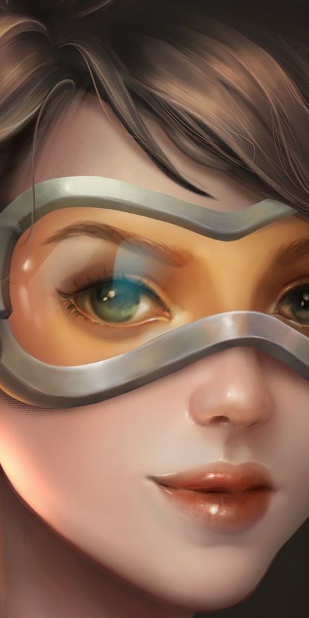 Phone wallpaper: Face, Overwatch, Video Game, Brown Hair, Short Hair, Tracer (Overwatch) free download