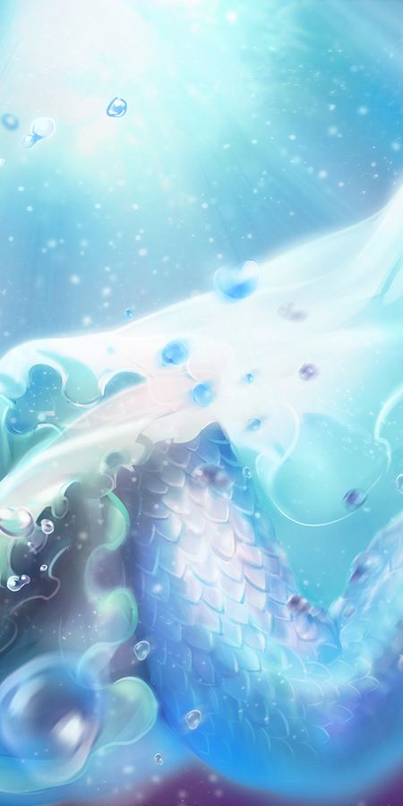 Phone wallpaper: Anime, Water, Blue Eyes, Necklace, Mermaid, Blue Hair, Video Game, Touhou, Short Hair, Animal Ears, Wakasagihime (Touhou) free download