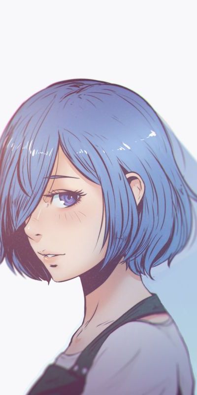 Phone wallpaper: Anime, Face, Blue Eyes, Blue Hair, Short Hair, Tokyo Ghoul, Touka Kirishima free download