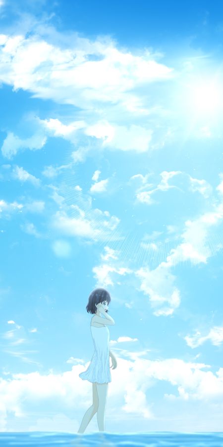 Phone wallpaper: Anime, Sky, Summer, Cloud, Original, Short Hair free download