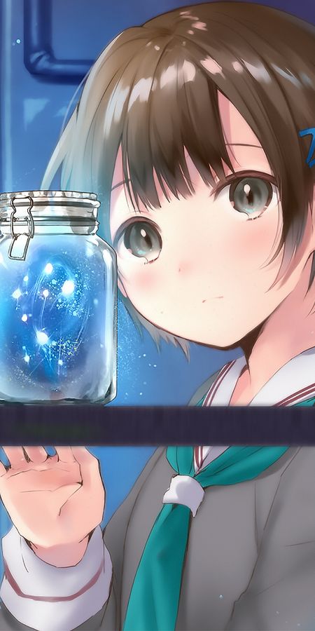 Phone wallpaper: Anime, Glass, Schoolgirl, Original, School Uniform, Short Hair free download