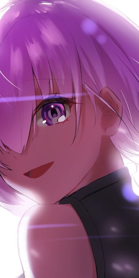 Phone wallpaper: Anime, Face, Pink Hair, Short Hair, Purple Eyes, Fate/grand Order, Mashu Kyrielight, Fate Series free download