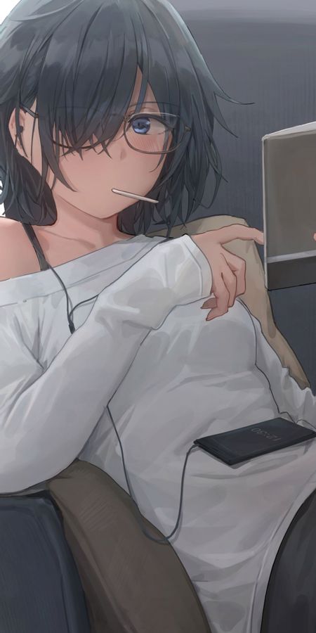 Phone wallpaper: Anime, Original, Black Hair, Short Hair free download