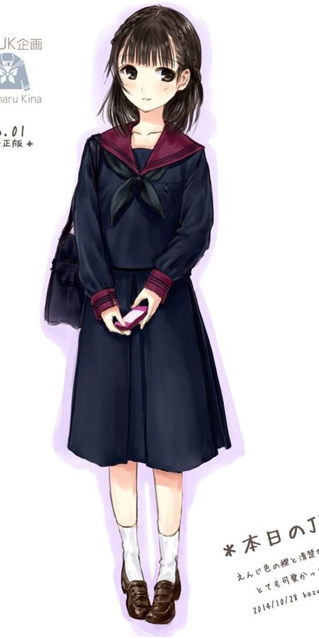 Phone wallpaper: Anime, Original, School Uniform, Black Hair, Short Hair free download