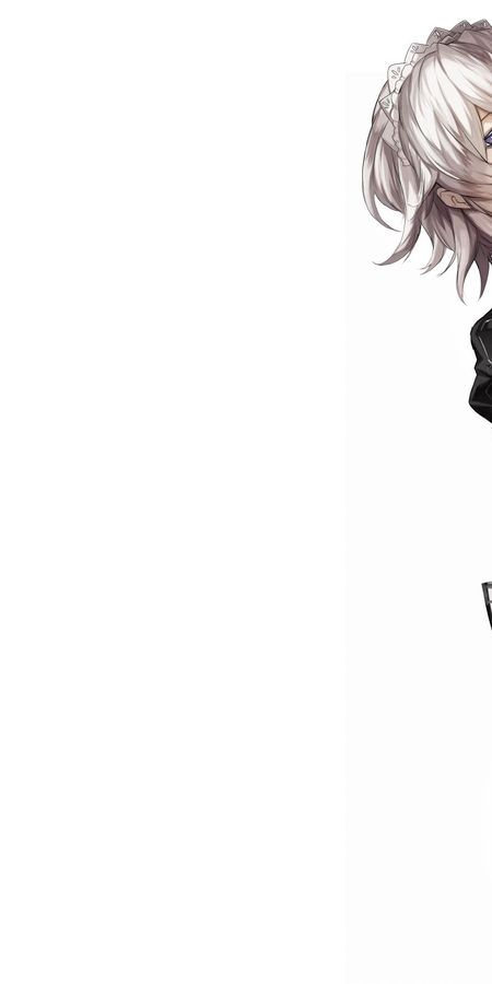Phone wallpaper: Anime, Glove, Dress, Touhou, Short Hair, Thigh Highs, Black Dress, White Hair, Sakuya Izayoi, Grey Eyes free download