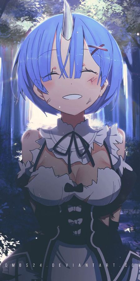 Phone wallpaper: Anime, Horns, Maid, Blue Hair, Short Hair, Re:zero Starting Life In Another World, Rem (Re:zero) free download