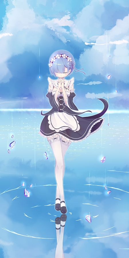 Phone wallpaper: Anime, Reflection, Maid, Blue Hair, Short Hair, Re:zero Starting Life In Another World, Rem (Re:zero) free download
