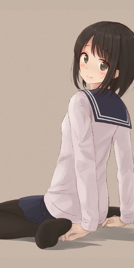 Phone wallpaper: Anime, Schoolgirl, Original, School Uniform, Short Hair, Thigh Highs free download