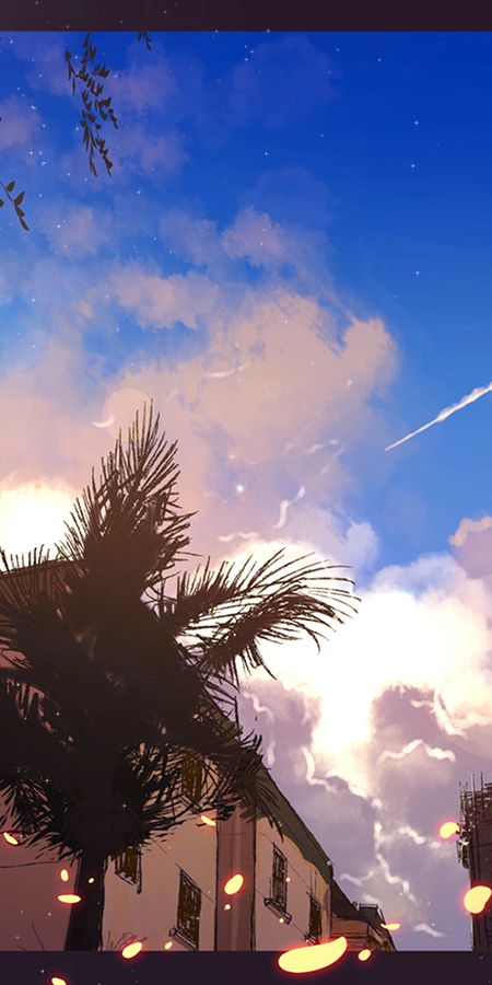 Phone wallpaper: Anime, Sky, Tree, Cloud, Original, Short Hair free download