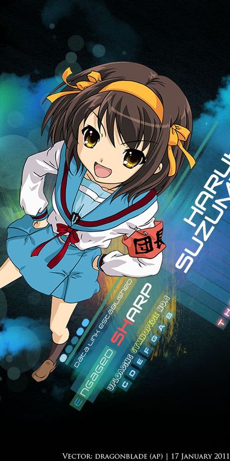 Phone wallpaper: Anime, Skirt, School Uniform, Brown Eyes, Brown Hair, Short Hair, Haruhi Suzumiya, The Melancholy Of Haruhi Suzumiya free download