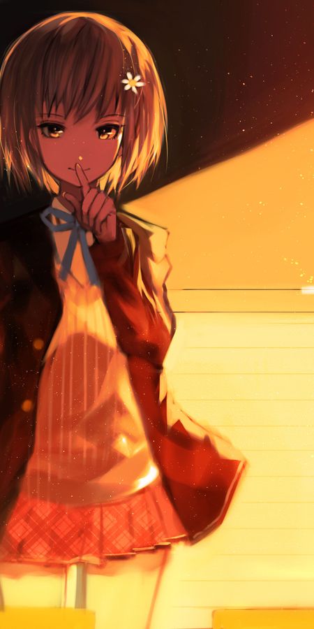 Phone wallpaper: Anime, Sunlight, Original, Short Hair, Classroom free download