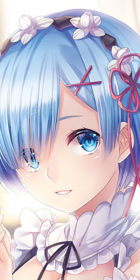 Phone wallpaper: Anime, Smile, Face, Blue Eyes, Short Hair, Re:zero Starting Life In Another World, Rem (Re:zero) free download