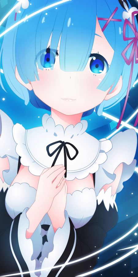 Phone wallpaper: Anime, Blue Eyes, Maid, Blush, Blue Hair, Short Hair, Re:zero Starting Life In Another World, Rem (Re:zero) free download