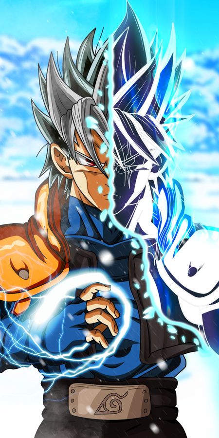 Phone wallpaper: Anime, Naruto, Crossover, Goku, Kakashi Hatake, Dragon Ball Super, Ultra Instinct (Dragon Ball) free download