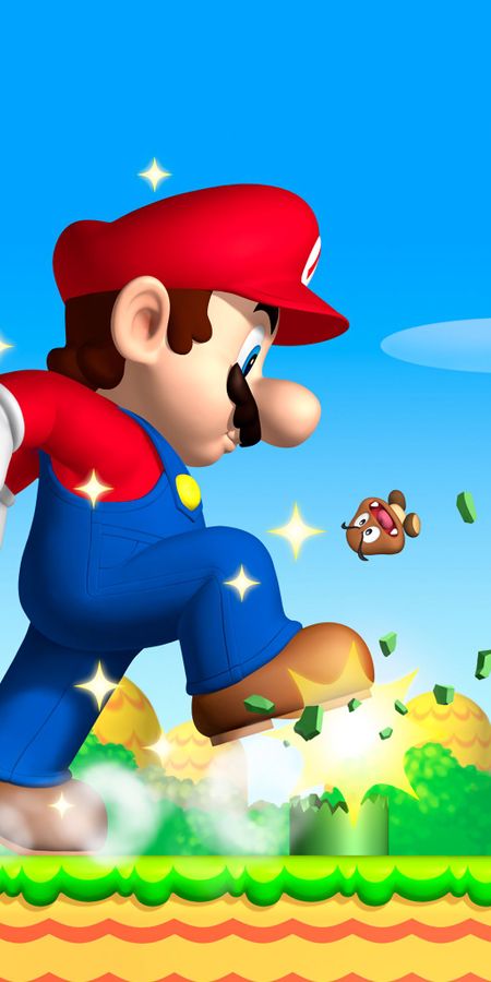 Phone wallpaper: Bill Ball, New Super Mario Bros, Koopa Troopa, Goomba, Mario, Video Game free download