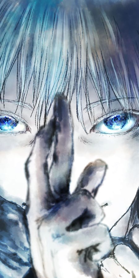 Phone wallpaper: Anime, Blue Eyes, White Hair, Satoru Gojo, Jujutsu Kaisen free download