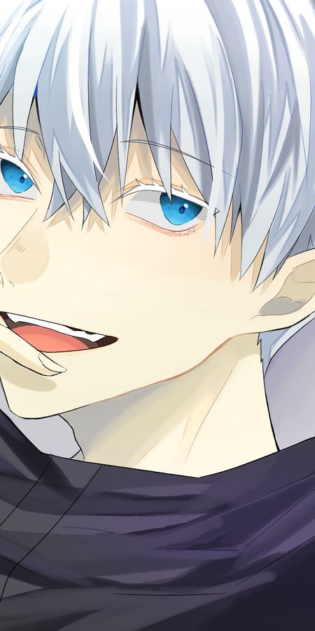 Phone wallpaper: Anime, Blue Eyes, School Uniform, White Hair, Satoru Gojo, Jujutsu Kaisen free download