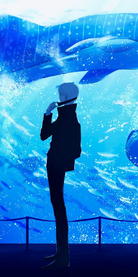 Phone wallpaper: Anime, Aquarium, White Hair, Satoru Gojo, Jujutsu Kaisen free download