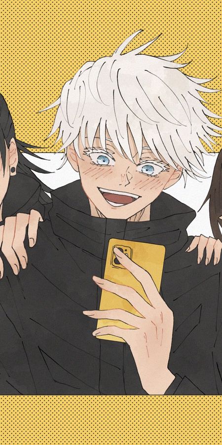 Phone wallpaper: Anime, Blue Eyes, School Uniform, Black Hair, Brown Hair, White Hair, Satoru Gojo, Jujutsu Kaisen, Suguru Geto, Shoko Ieiri free download