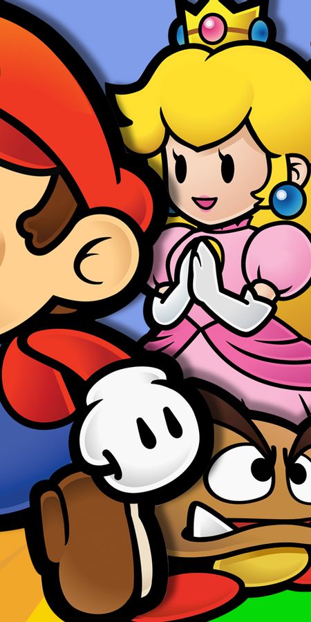 Phone wallpaper: Mario, Video Game, Nintendo, Princess Peach, Bowser, Paper Mario free download