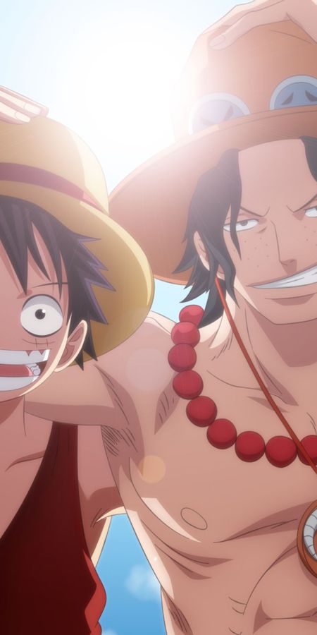 Phone wallpaper: Monkey D Luffy, One Piece, Portgas D Ace, Anime free download